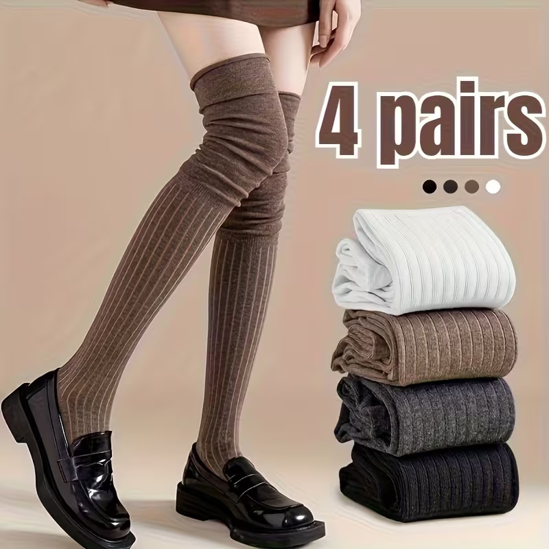 TEMU 4 di calze a tubo da donna color e inverno, e . Calze a tubo adatte da abbinare a , gonne a vita , pantaloncini, calze e di tendenza