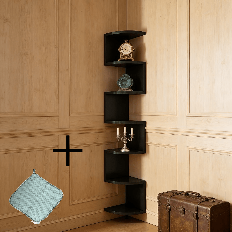 TEMU [ 7-tier Corner Shelf And 1pc Cloth] Corner Wall-mounted Storage Rack, 7-tier, Vintage/rustic Style, Durable, Space-, /assemble, Storage Rack,