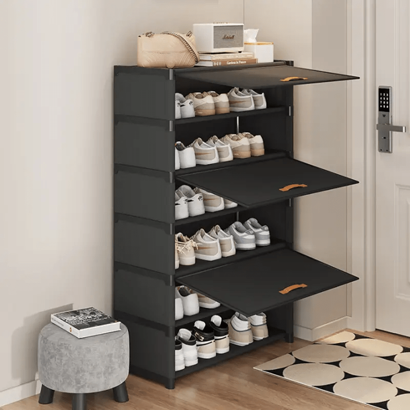 Large-capacity Heavy-duty Metal Shoe Rack, Holds 15-27 Pairs of Shoes, Foldable Dust-proof Sneaker Cabinet with Transparent Viewing Window and Non-slip Base