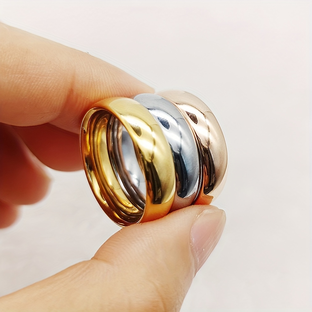 3pc Unisex Tungsten Steel Rings Set, Rose Gold & Silver