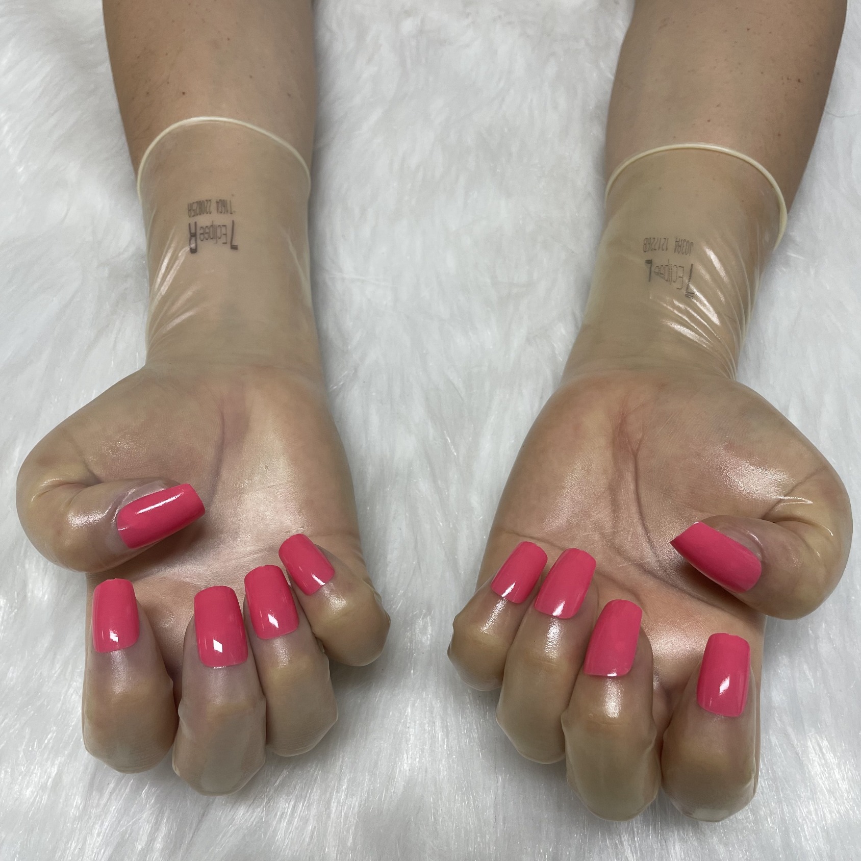 Image of A Pair Of Ultra-thin Transparent Molded Malaysian Natural Latex Material With High Elasticity Zentai Unisex Halloween Costume Accessories Latex Gloves With Nail Service