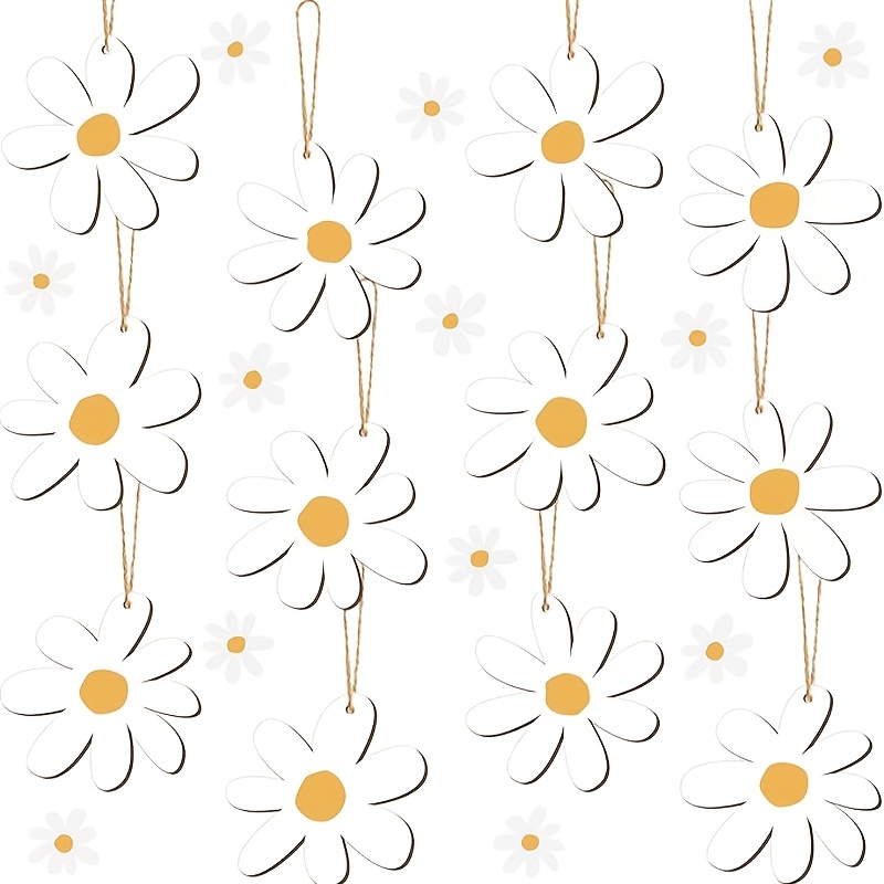 E-shop 2D Flat - Ein 12-teiliges Set Feder-Gänseblümchen Dekorationen für eine 2D Ebene, für Weihnachtsbäume mit Frühlingsmotiven, Geburtstagsfeiern,