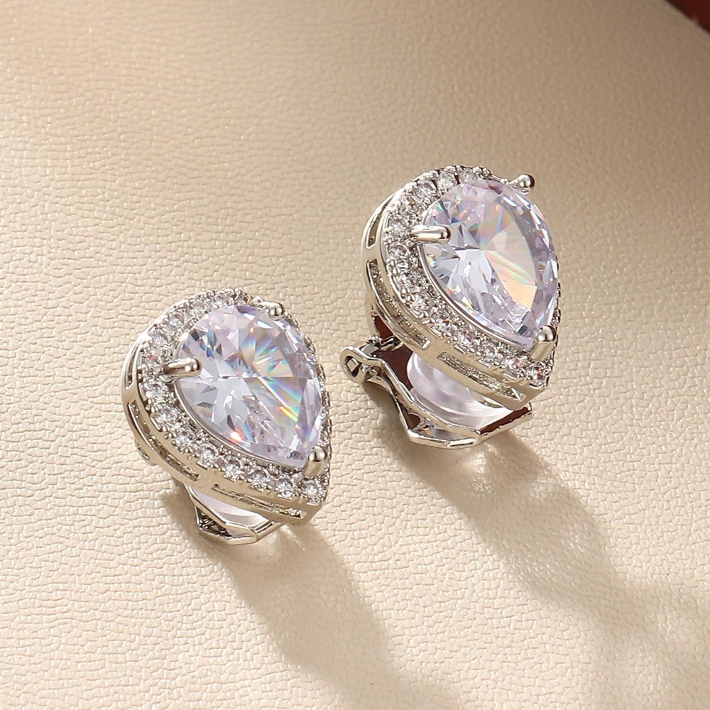 Image of Women' Clip On Earrings Non-pierced Cubic Ear Clips Suitable For Y2k/gothic Style, Instant Piercing-free Ear For Parties, Daily Wear, Vacations, Wear, No Maintenance Required (no Coating)