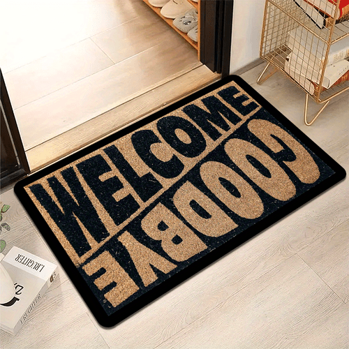 1pc vintage welcome goodbye suitable for indoor outdoor use welcome entry with farewell greeting machine washable soft rectangular home entrance mat for front door housewarming gift