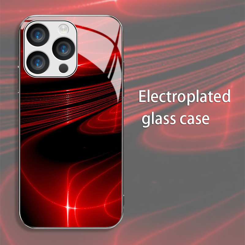 TEMU Red Light Shimmering Trendy Electroplated Suitable For Iphone 16, 15, 14, 13, 12, 11, X, Xr, Xs, 8, 7, Plus Pro Phone Case - Stylish And