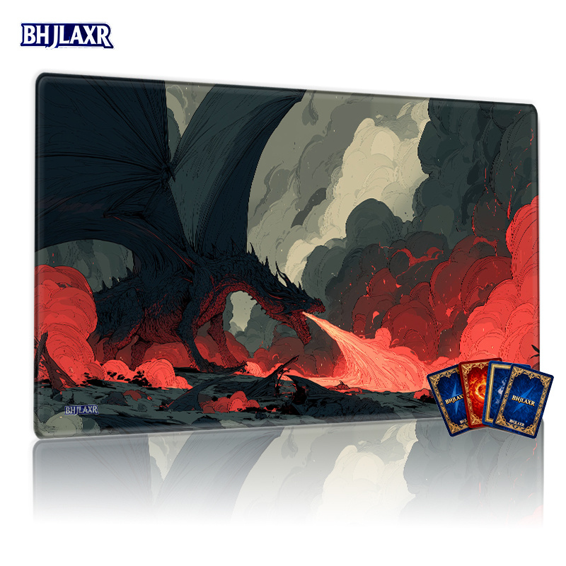 TEMU Massive Game Pad, 24x14 Inch Volcanic Terrain Desk Mat, Non-slip Sturdy Gaming Mouse Pad For Tcg Rpg Ccg Games & Desktop Decor, For