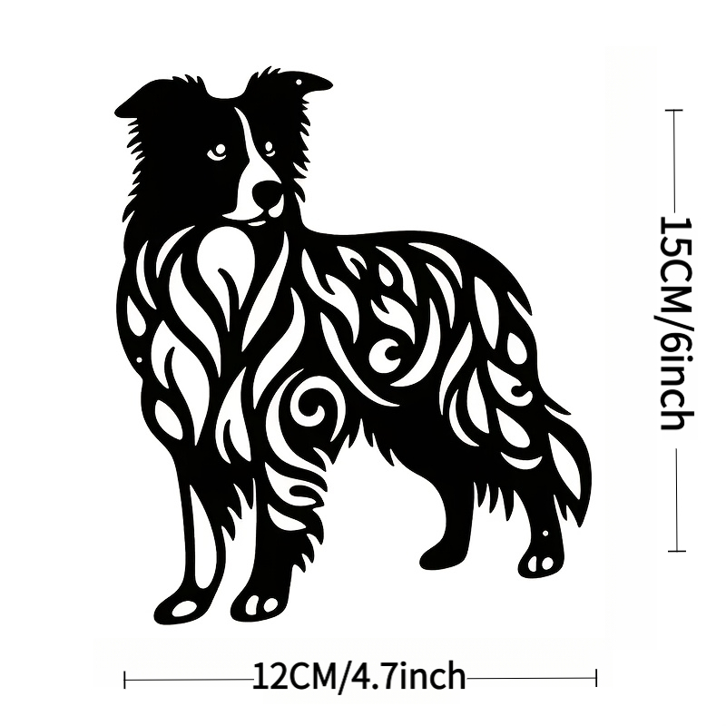 TEMU 2d Flat, Acrylic Border Collie Wall Art - Intricate Pattern Dog Silhouette, Perfect For Outdoor Garden, Yard, Living Room And Balcony Decor,