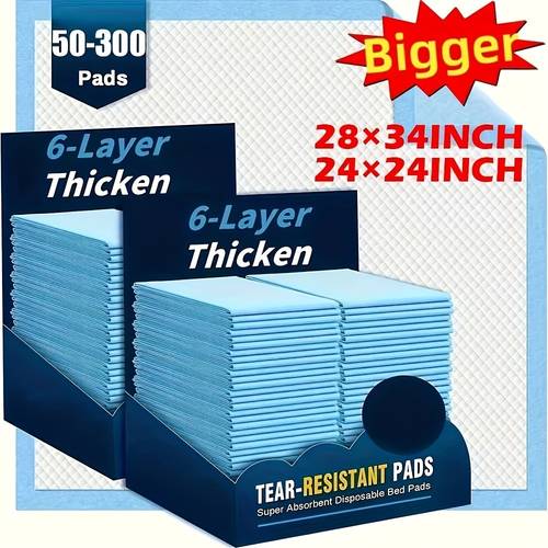 item picture thickened disposable pads size 34 28in 10 14 and 23 6 23 6in 5 73 absorbent and leak proof incontinence bed pads suitable for elderly care protective sheets pet potty training pads 50 300pcs value