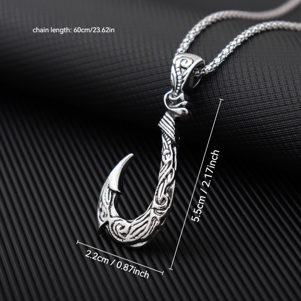 TEMU Simple Fish Hook Men And Women Pendant Couple Necklace Holiday Gift Jewelry