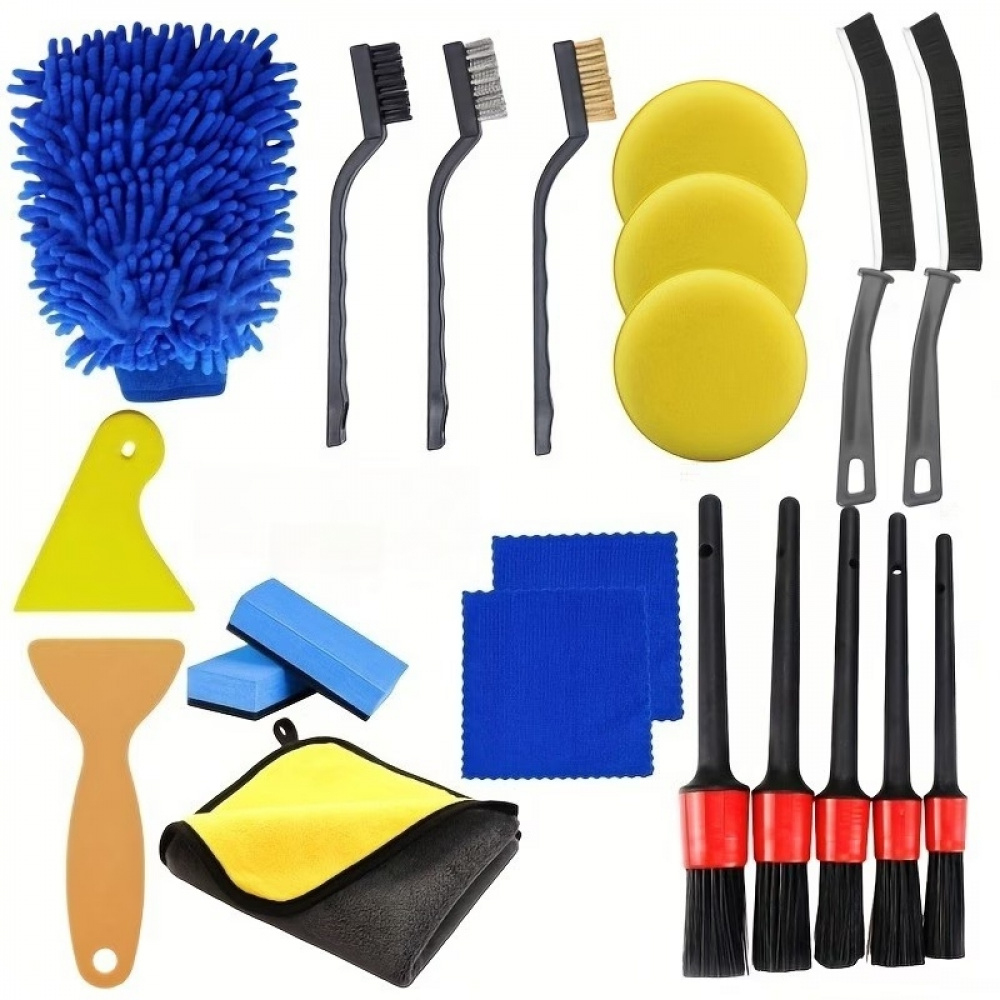 TEMU Car And Motorcycle Cleaning Tool Set, Car Tool Brush, Dust Removal Brush, Air Conditioning Outlet Brush, Car Wheel Brush, Car Wash Must-have,