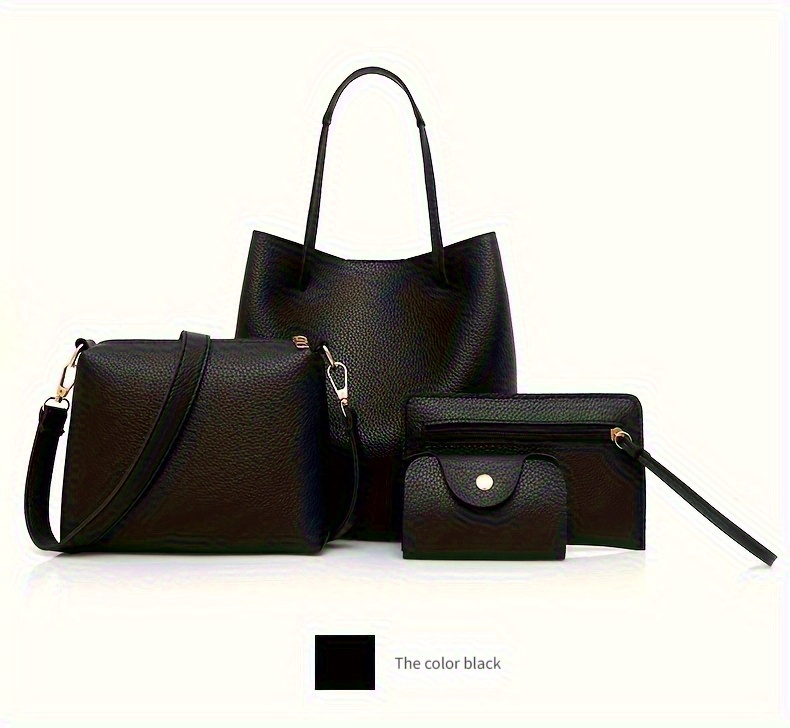 4pcs womens fashion crossbody bag set including handbag wallet card holder and bucket bag elegant shoulder backpack versatile tote with large capacity design ideal for travel work and casual use details 14