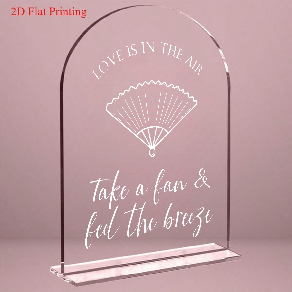 TEMU 2d Flat, 1pc Wedding Fan Table Sign - Elegant Acrylic Standing Decor With Irregular Shape, Suitable For Wedding Bridal Shower,, Anniversary