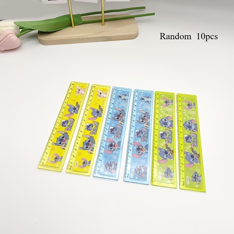 TEMU 10pcs Stitch Ruler, Cartoon Creative Drawing And Exam Straight Ruler With Wavy Edge, Office And School Stationery, Easter, For .