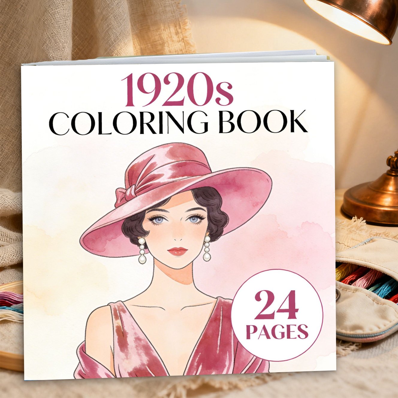 TEMU 1 Livre - Livre de Coloriage sur le Thème des Années 1920 pour Adultes et Adolescents - 24 Pages de Papier Épais avec Pages Vintage des Années