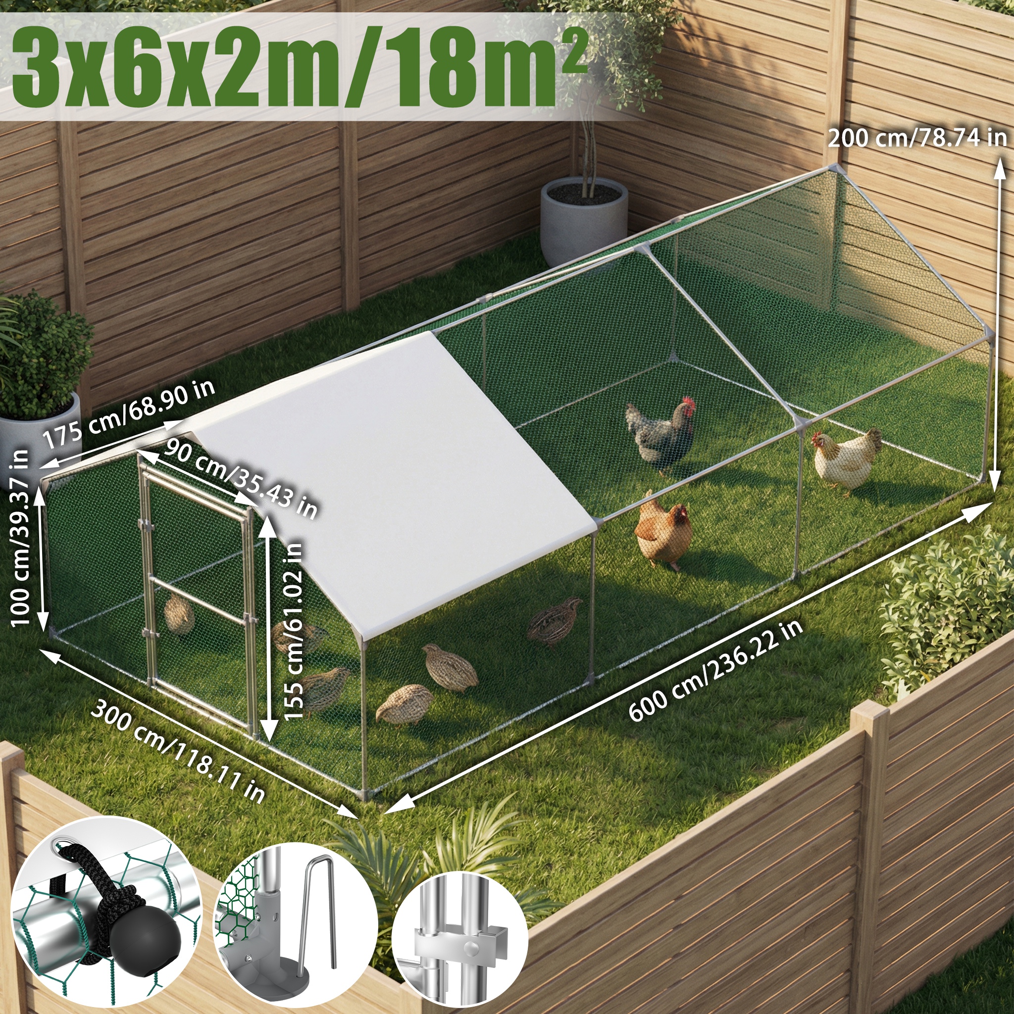 Chicken Coop With Roof, Small Animal Hutch, Chicken House Made Of Galvanized Steel With Sunshade Roof, With Door & Security Lock, Outdoor Enclosure, Chicken Cage, Birdcage