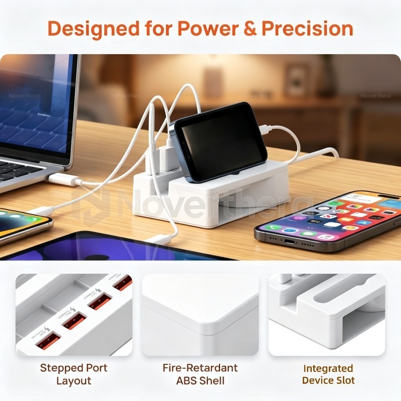 65W 5-Port USB Charging Hub with Type-C and USB-A Ports