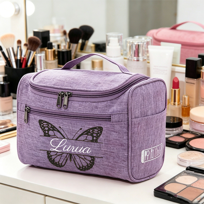TEMU Simple And Elegant Print Personalized Name Tote Toiletry Bag, A For Birthday And Holiday Gifts. A Unisex Handheld Storage Pouch Suitable For
