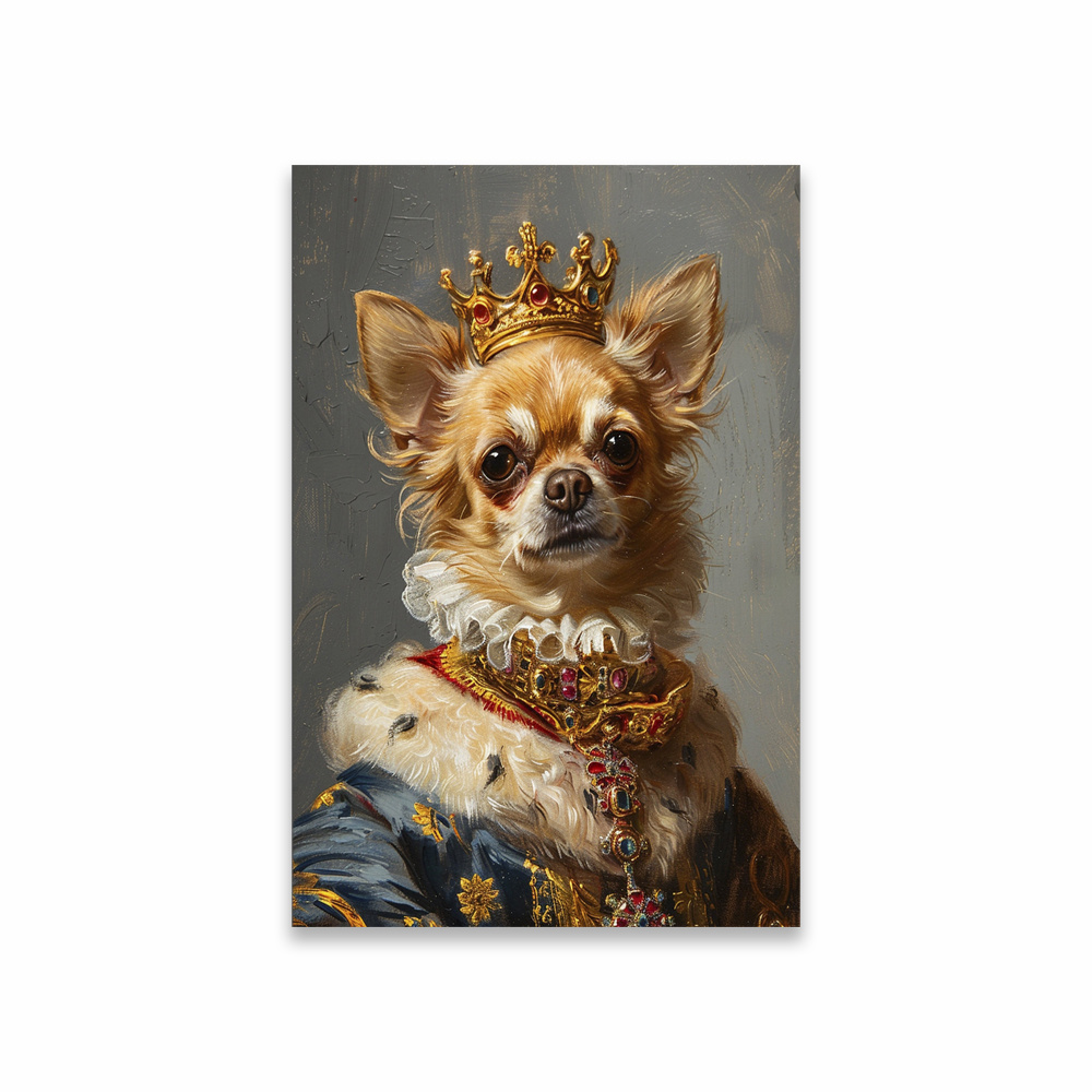 TEMU Custom Portrait - Personalized Renaissance-style Dog/cat Poster With Crown & Jewelry, Vintage /woman Painting - Your Pet's Photo - Unique Gift