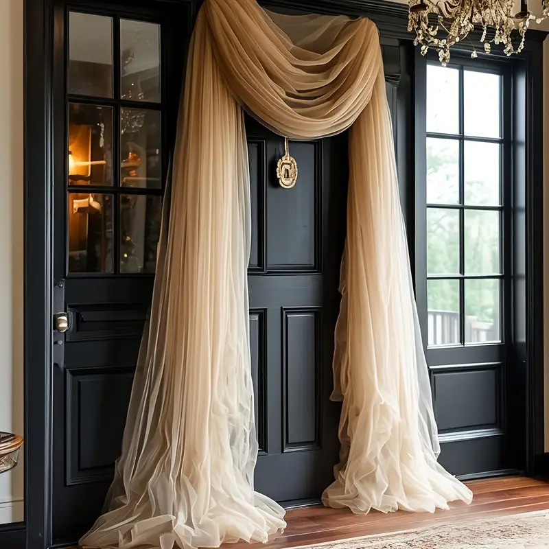 TEMU 6pcs Set Of Elegant -colored Sheer Veils- 31.49*216.53inch/80*550cm Transparent Polyester Fabric, Suitable For Wedding Backdrops, Holiday