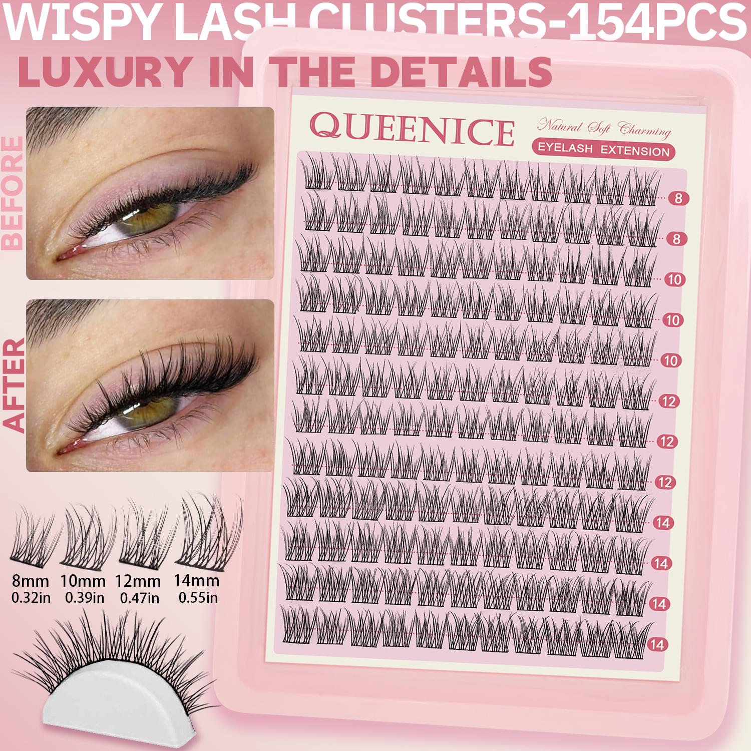 Lash Clusters Wispy Fluffy Eyelash Clusters Natural Cluster Eyelash Extensions Breeze Individual Lashes Clusters Clear Band Cluster Lashes Natural False Eyelashes By Queenice