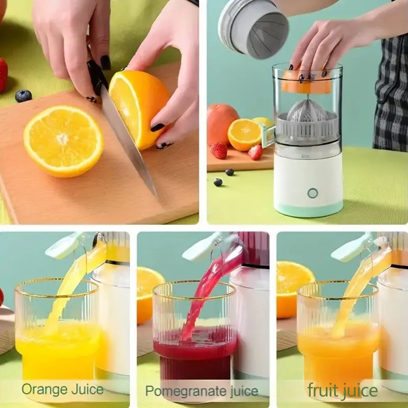 presse- électrique portable fil, de 13.53oz, rechargeable par usb avec batterie lithium 1600mah, commande facile par bouton, gobelet détachable, séparateur de jus automatique, idéal pour des jus , cadeau parfait détails 2
