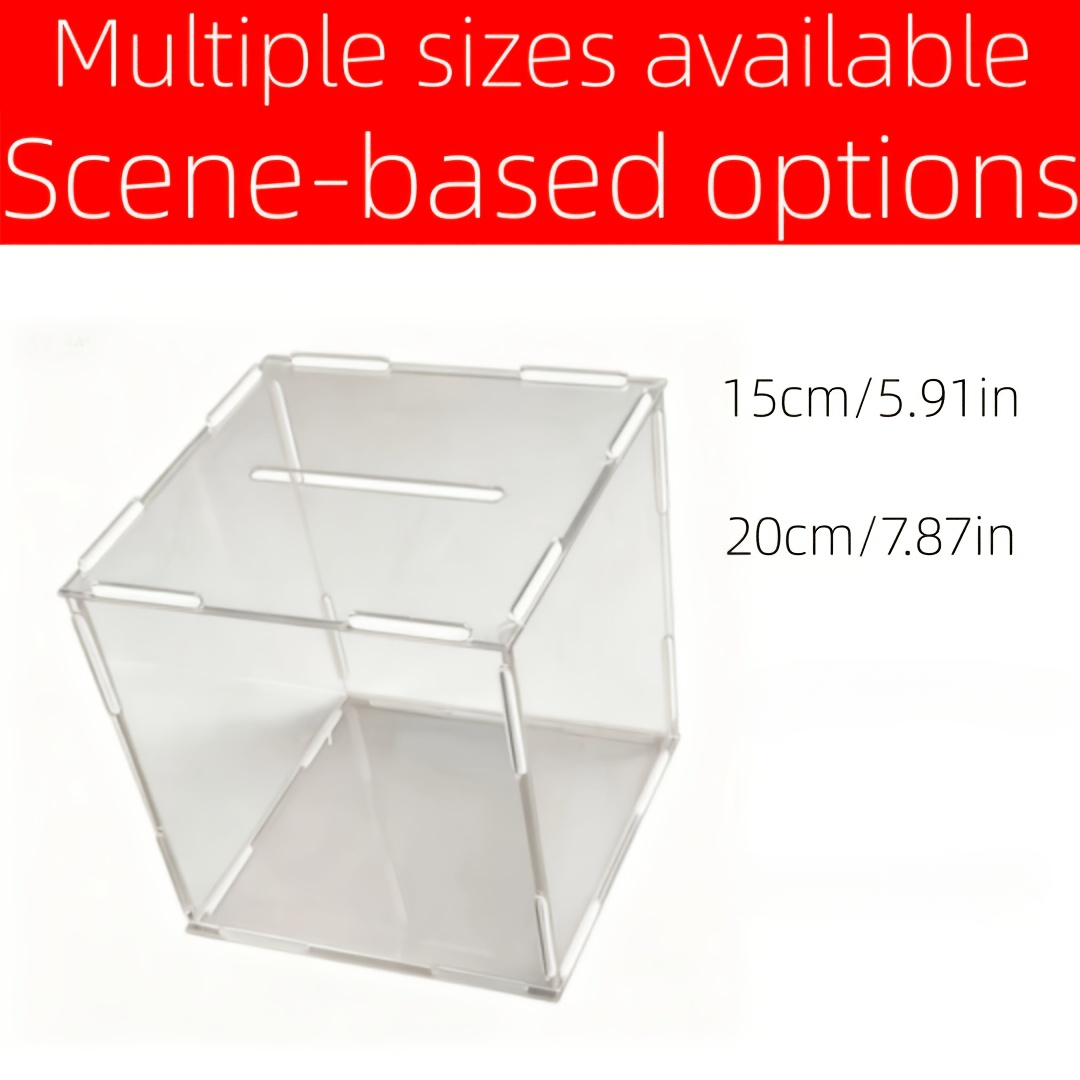 TEMU Acrylic Transparent Penny Bank With Flat Holes, Suitable For Recycling Cards And Business Cards. Transparent Lottery/ballot Box For Parties, ,