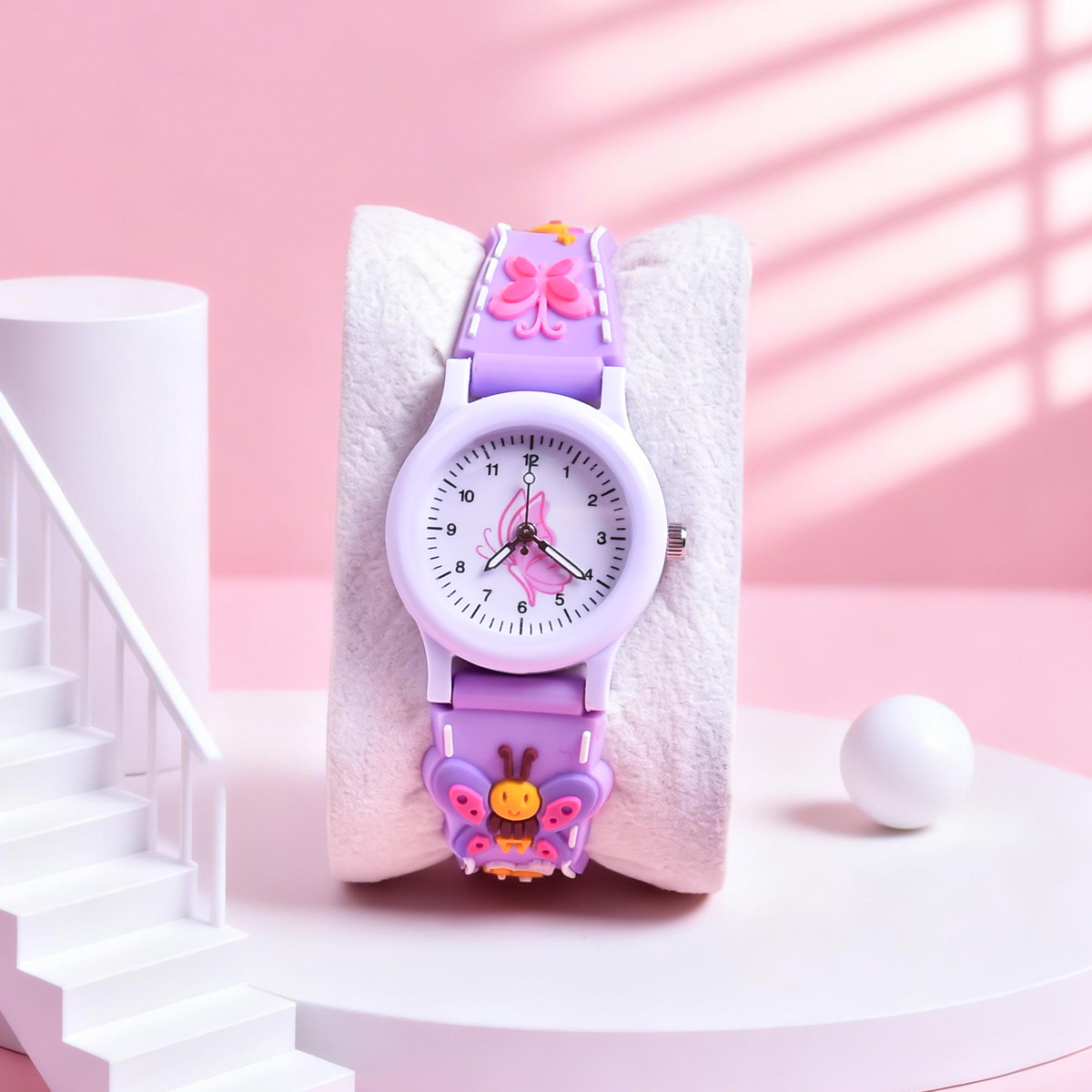 3D Soft Silicone Strap Cartoon Butterfly Watch for Kids