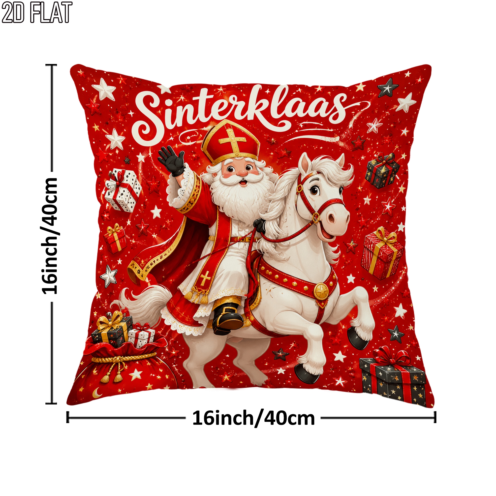 TEMU 2d Flat 1pc Christmas Xmas Festive Sinterklaas Pillowcases Red Throw Pillow Covers One-sided Printing Without Pillow Inserts Sofa Bed Decor For