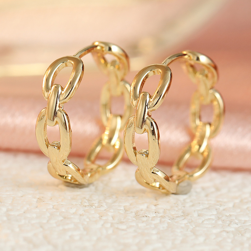 TEMU Boucles d'oreilles YOYO pour femme à chaîne épaisse plaquée, adaptées pour et les fêtes, créoles à maillons épais, style rétro français élégant