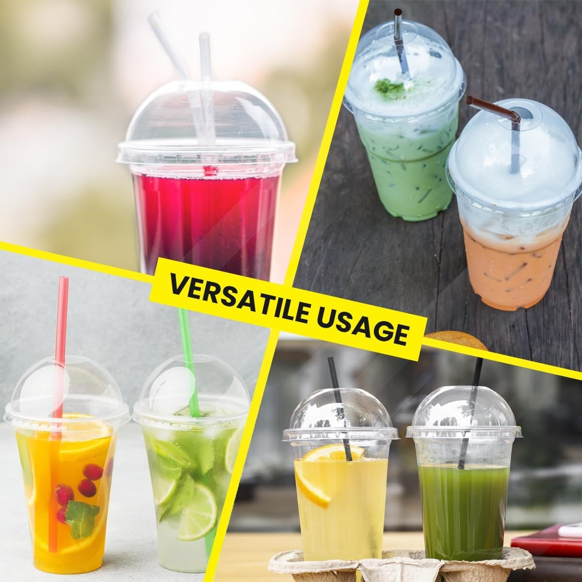 100pcs 50 cups 50 lids 16oz plastic smoothie cup dome lid - Temu