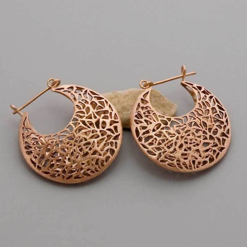 Women's Boho Large Filigree Hoop Earrings, Unique Design