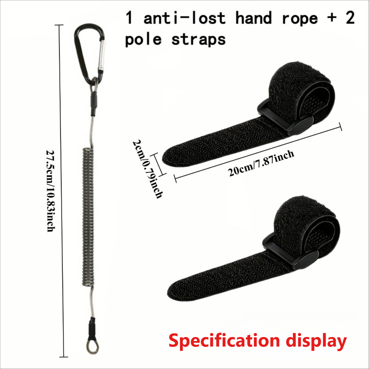 TEMU 1 Set Fishing Rod Anti-loss And Securing Additions, Includes 1pc Coiled Wrist Lanyard And 2pcs Rod Straps, Retractable Rod Keeper Set For Boat
