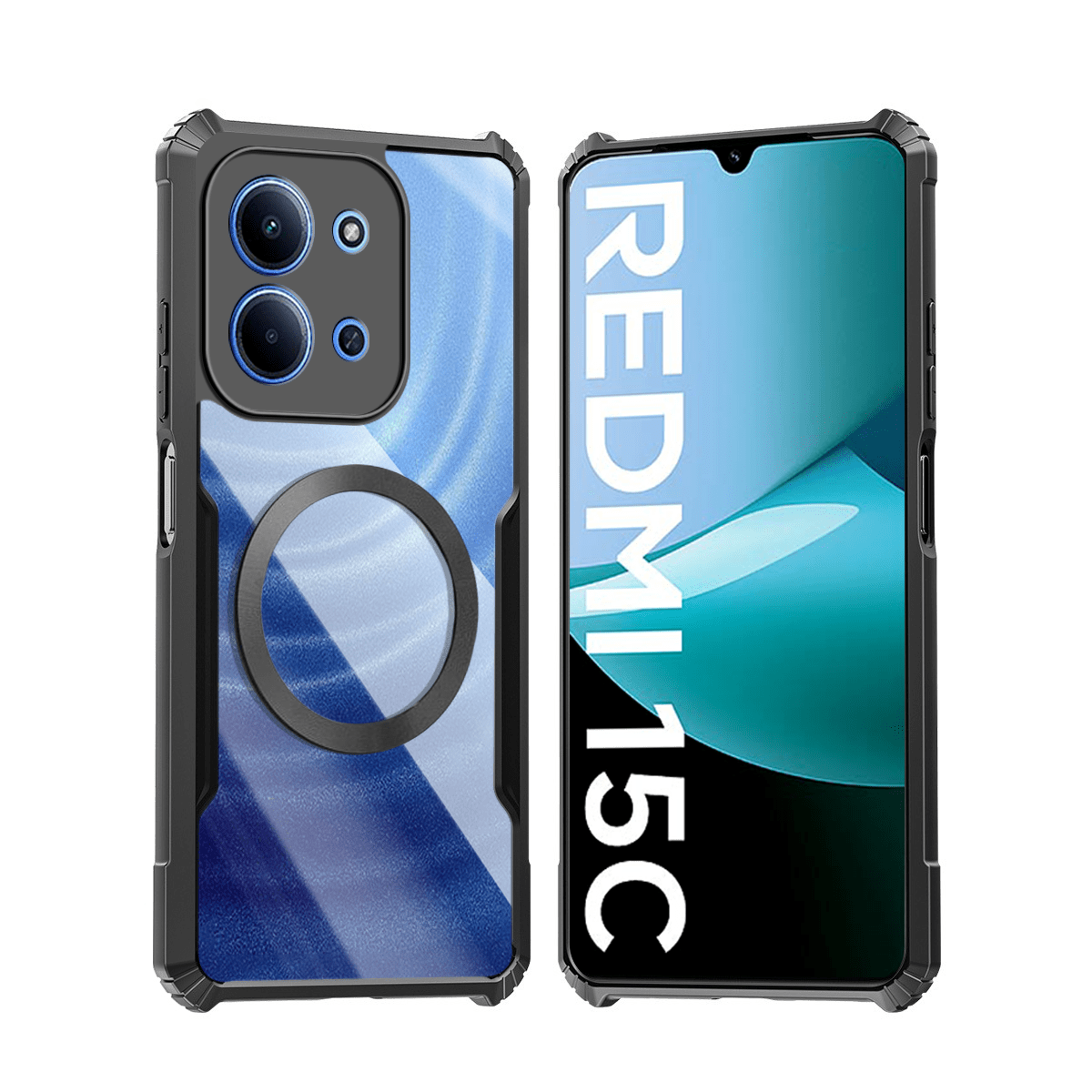 TEMU Phone Case - Compatible With Redmi 15c 4g/5g Phone Cases Magnetic Casing Shockproof Soft Cover Acrylic Transparent Back Camera Protection Shell