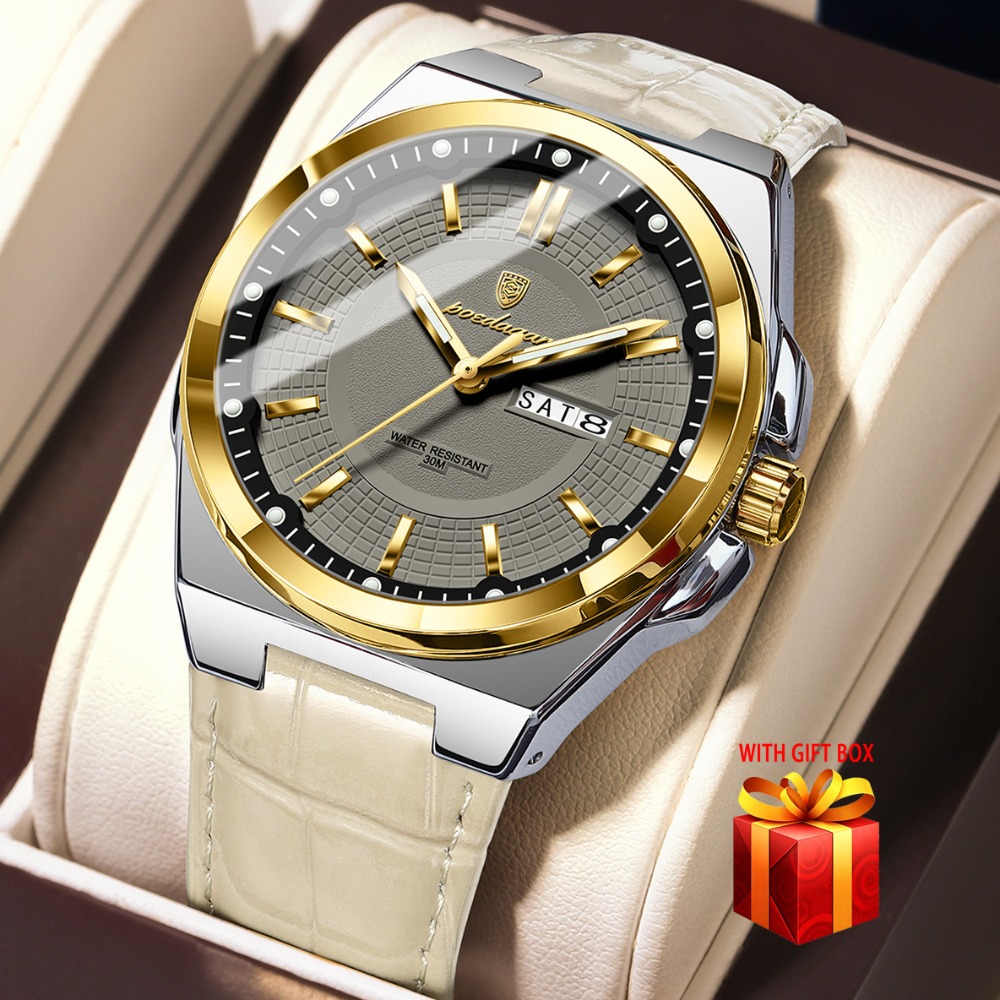 Men's Watch, Pu Strap, Calendar Display, Casual Business Men's Watch, Daily And Travel Use, Ideal Gift For Birthday, Valentine's Day, Christmas, Gift Box Included