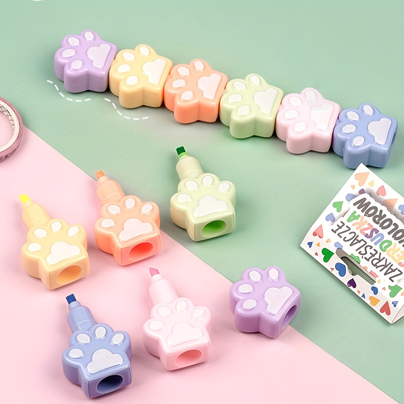TEMU 6pcs- Cartoon Shaped Highlighters, Colorful Cute Quick-drying Highlighters, 6 Different Colors Of Markers For Decorating Crafts