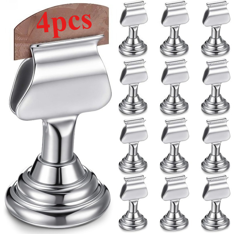 TEMU 4pcs Silver Mini Table Card Holders 1.7 Inch Table Number Stand, Card Display, Photo Memo Holder, Wedding Party Restaurant Menu Sign Holder