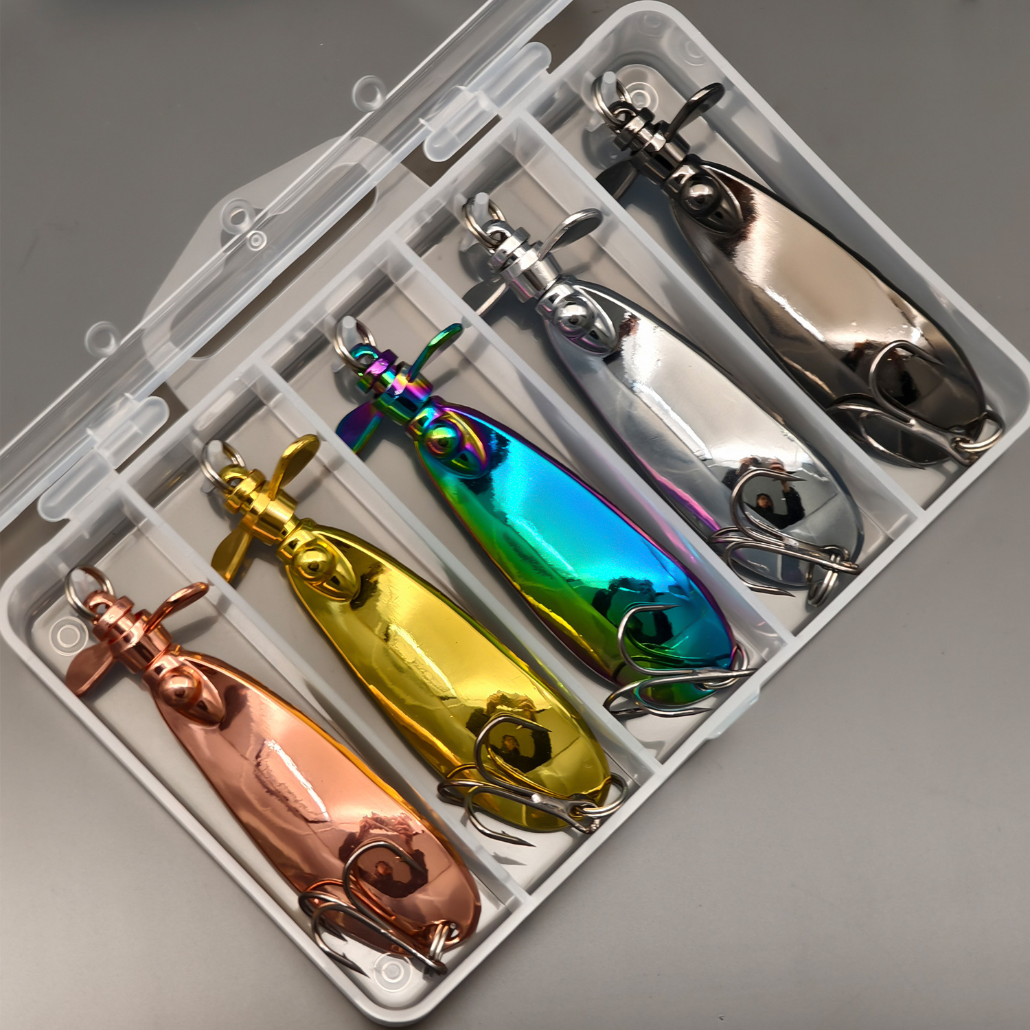 E-shop ANFS Angelköder Spoon Köder 5 Stück mit Köderbox, Zinklegierung Spinner Künstliches Köder