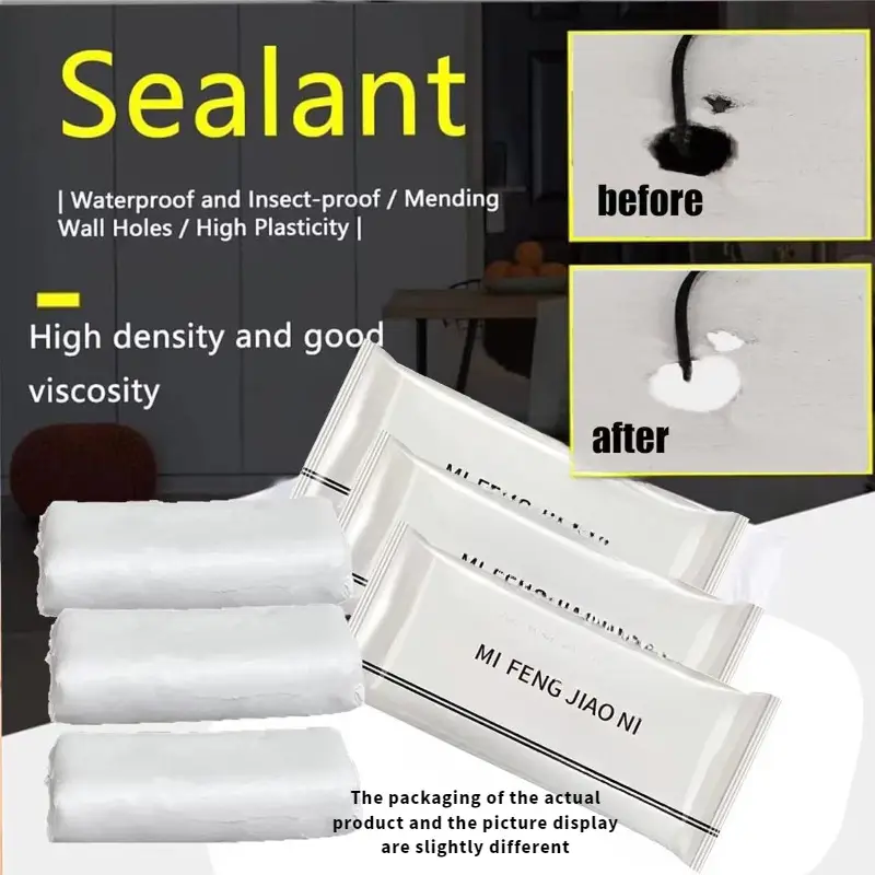 1 3 8pcs of sealing putty for sealing air conditioning holes pipe sealing household wall repair patch can prevent pests and air flow multi functional putty white easy to repair details 9