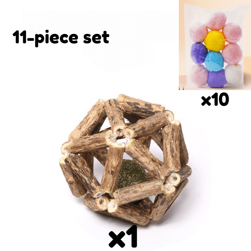 Image of Cat Toy Balls 11pcs Self-entertainment Teaser Wands Designs Enhance Cat Activity Suitable For Indoor Cats Toys Capture Cat's Attention Great Pet Playset