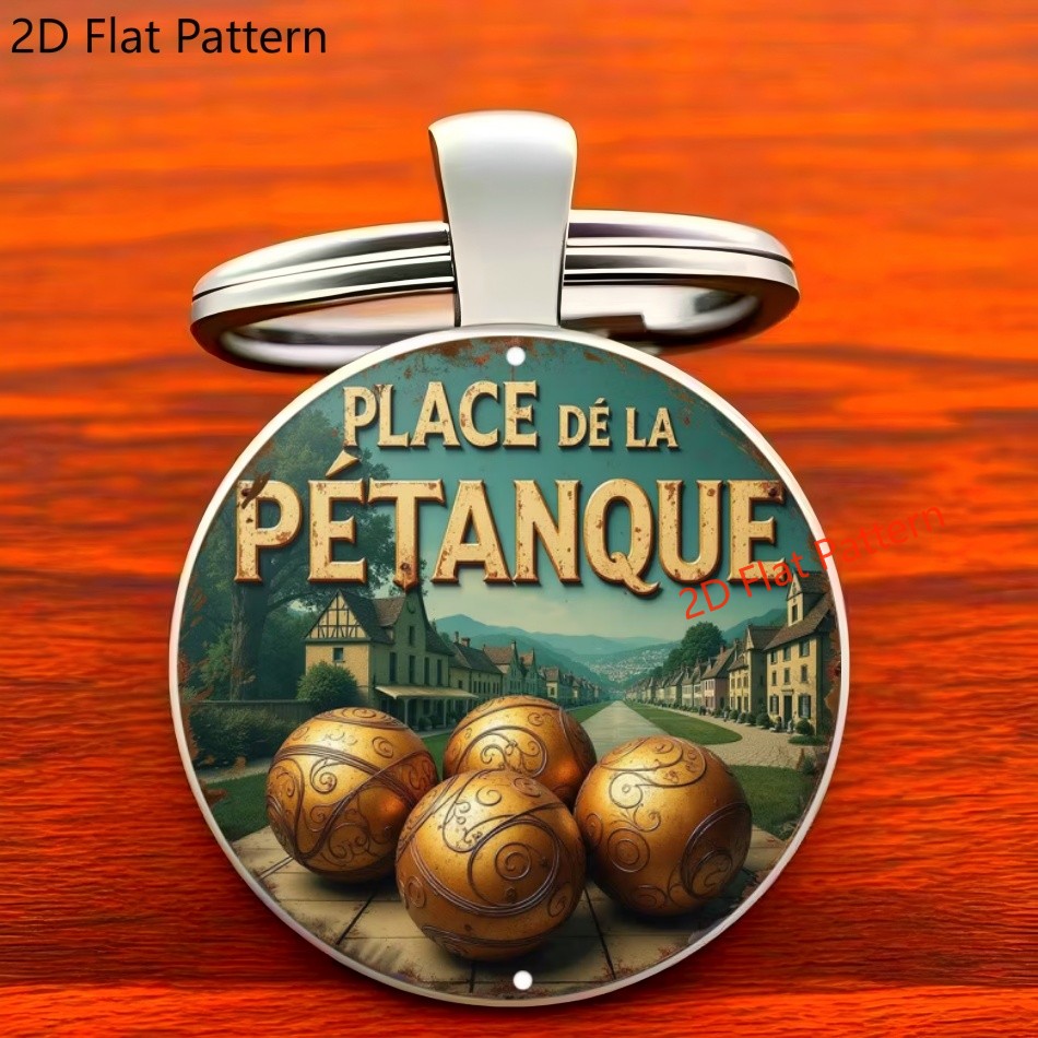 TEMU Retro Fantasy Of Tossing : "town-themed And Additions, A Casual French 2d Design Alloy Keychain, Car Parts Keychain, A Budget-friendly Gift For