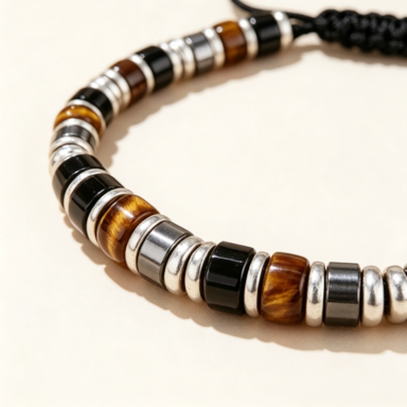 Triple Protection Natural Stone Men's Beaded Bracelet