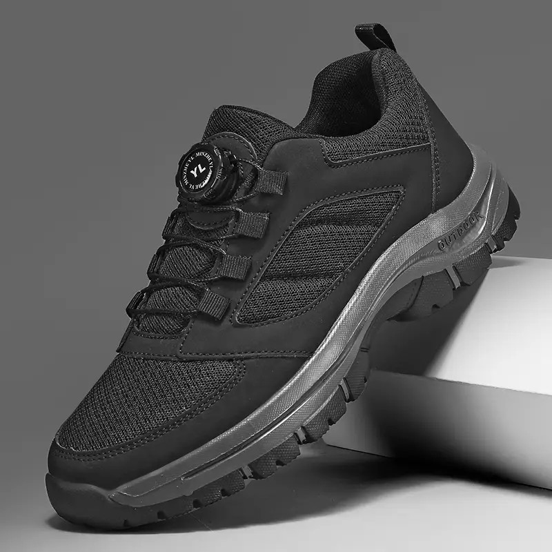 Image of Men's Hiking Shoes - No-tie Rotating Closure, Lightweight Hiking, Road, And Running Shoes, Suitable For Camping And Mountain , Outdoor Boots - Stability And Support