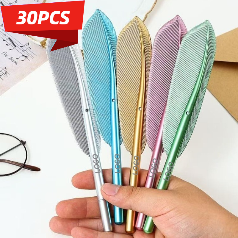 TEMU 30 stuks Gepersonaliseerde Gegraveerde Veerpennem, Op Maat Gemaakte Metalen Veer Balpen, Elegant Cadeau voor Bruiloft Verjaardag Afstuderen,