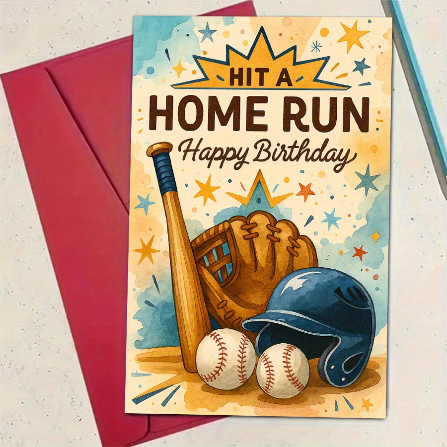 TEMU A Baseball-themed Birthday For Sports Enthusiasts, Athletes, And . Special Moments With This Greeting For , , . Includes Envelope And Card