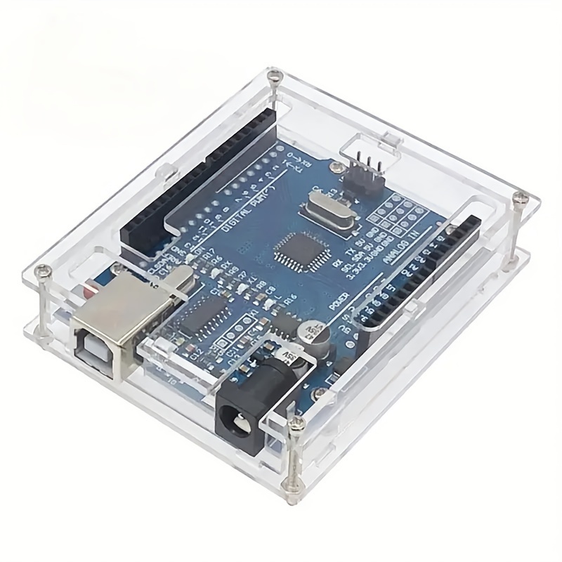A Top-Notch Starter Kit for Beginners Using The Atmega328P UNO R3, Which Includes a High-Quality Acrylic PCB Protective Mount And an Electrical Safety Bracket for Scientific Experiments. This Educational Kit Is Compatible with Arduino IDE