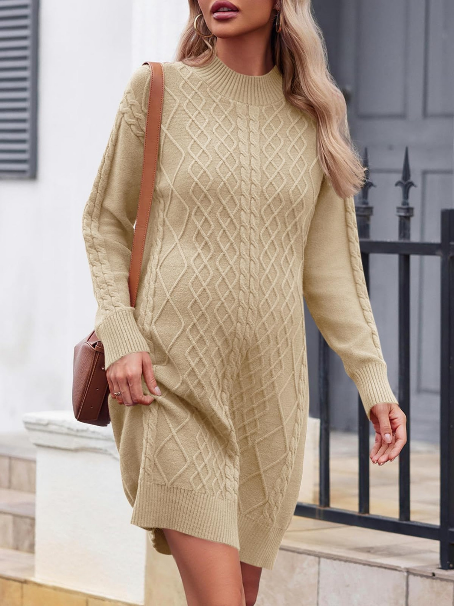 flowy knit dress Off-Shoulder Flowy Knit Dress main image 1