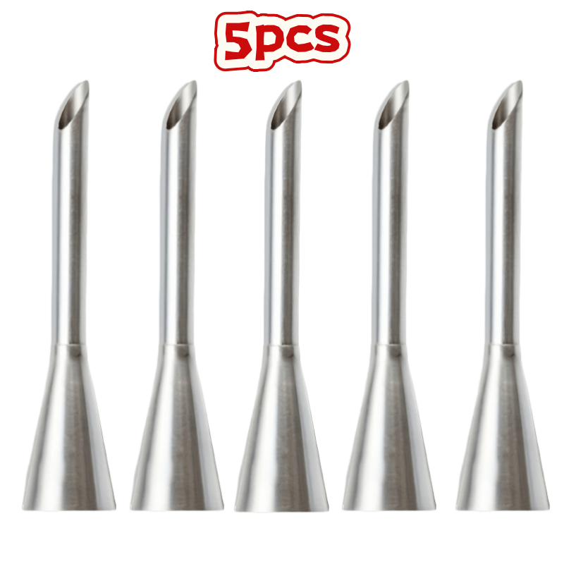 TEMU 5pcs Stainless Steel Piping Nozzle For Puff Pastry, Cake Decorating Nozzle, Filling Cake Cream Nozzle