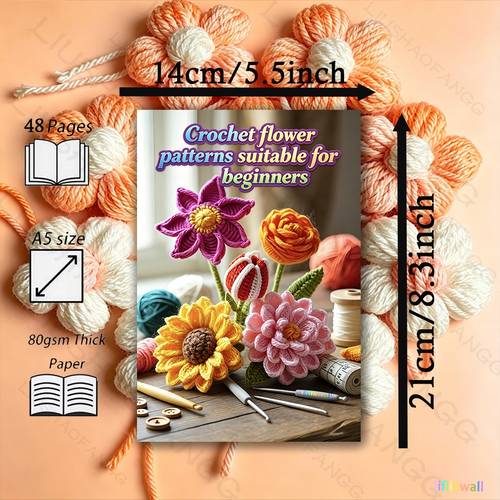 1pc beginner crochet bouquet handbook handheld flower arrangement making guide including layered steps control and eternal flower art suitable for enthusiasts flower arrangement courses clear guidance wedding decorations
