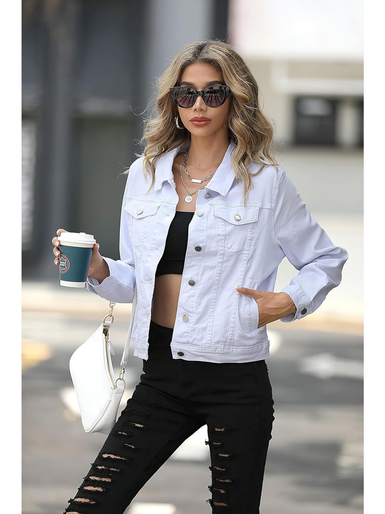 white denim jacket for women sold on Temu United States