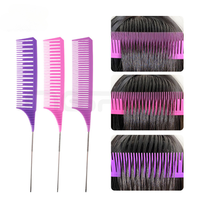 

1 Set Professional Hair Styling Comb Set, Abs Plastic Handle, Plastic Bristle, Normal Hair Type, Finishing Comb For Sectioning And - Salon-grade Tail Comb For Hair Styling And Coloring